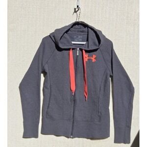 Under Armour Cold Gear‎ Semi-Fitted Women's Full Zip Hoodie Gray/Coral Small EUC
